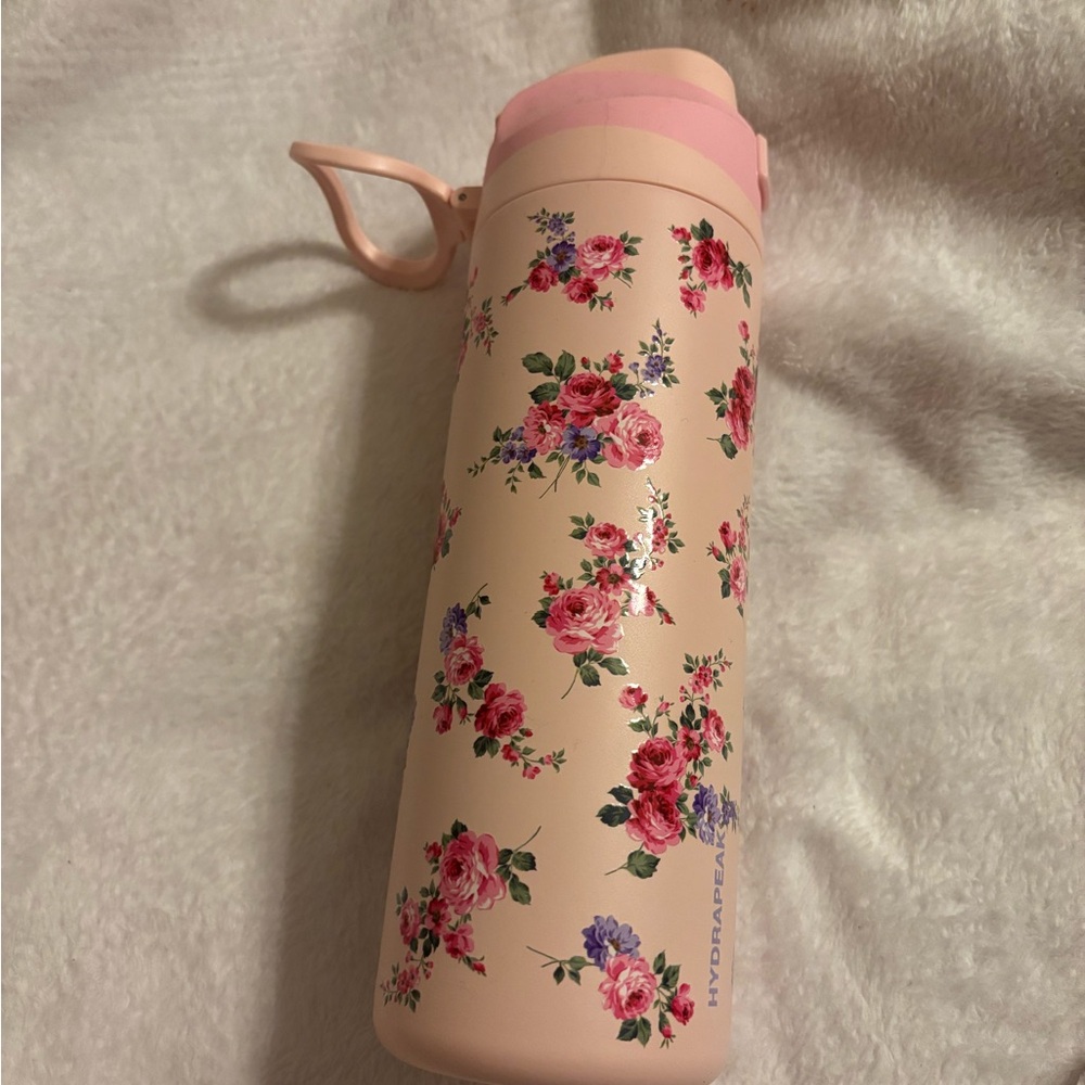Pink Floral Insulated Water Bottle with Carry Handle